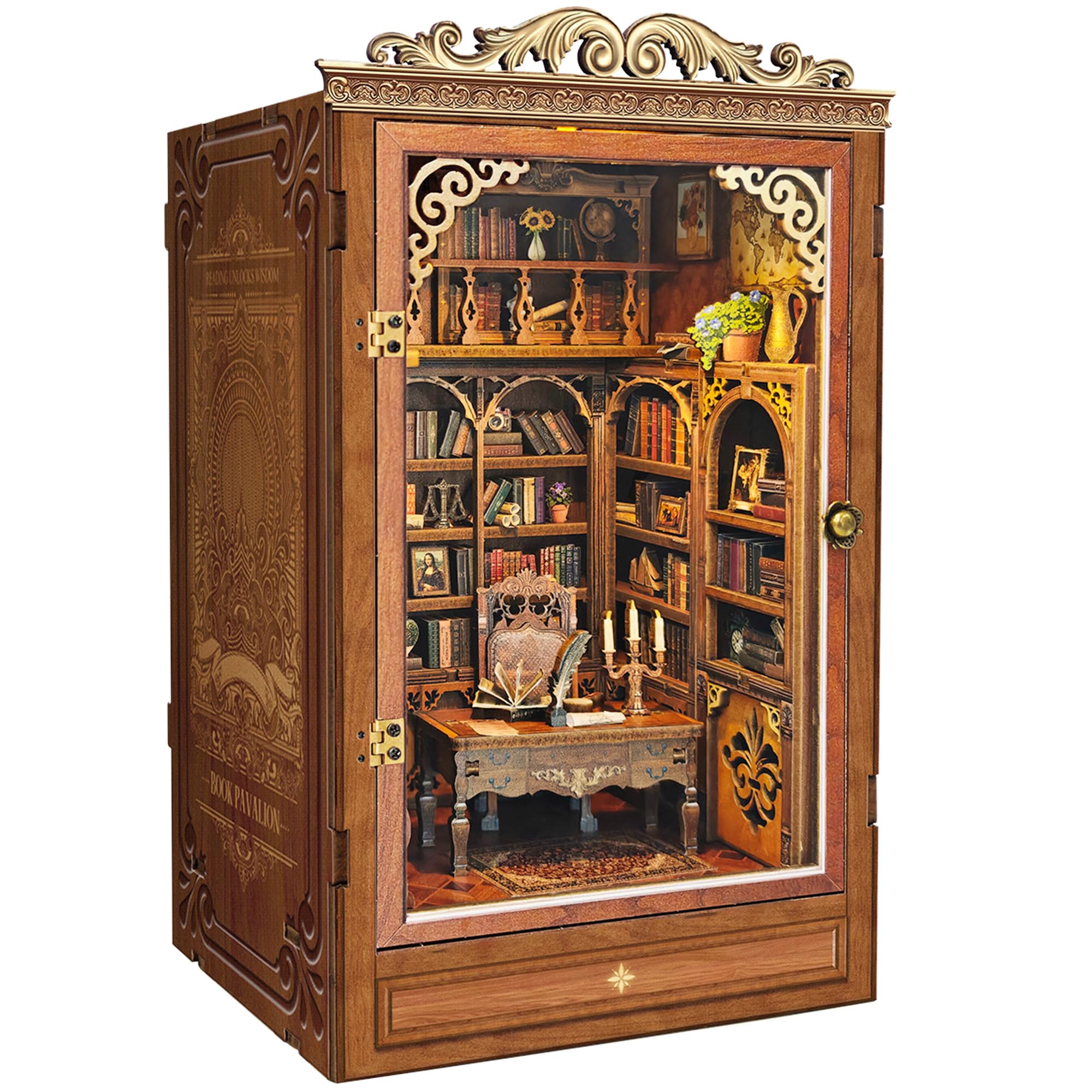 Book Nook DIY Miniature House Kit - Booknook Kit for Adults, Bookshelf Decor 3D Wooden Puzzle, Birthday Gifts for Book Lovers Women Friends - Time Book House