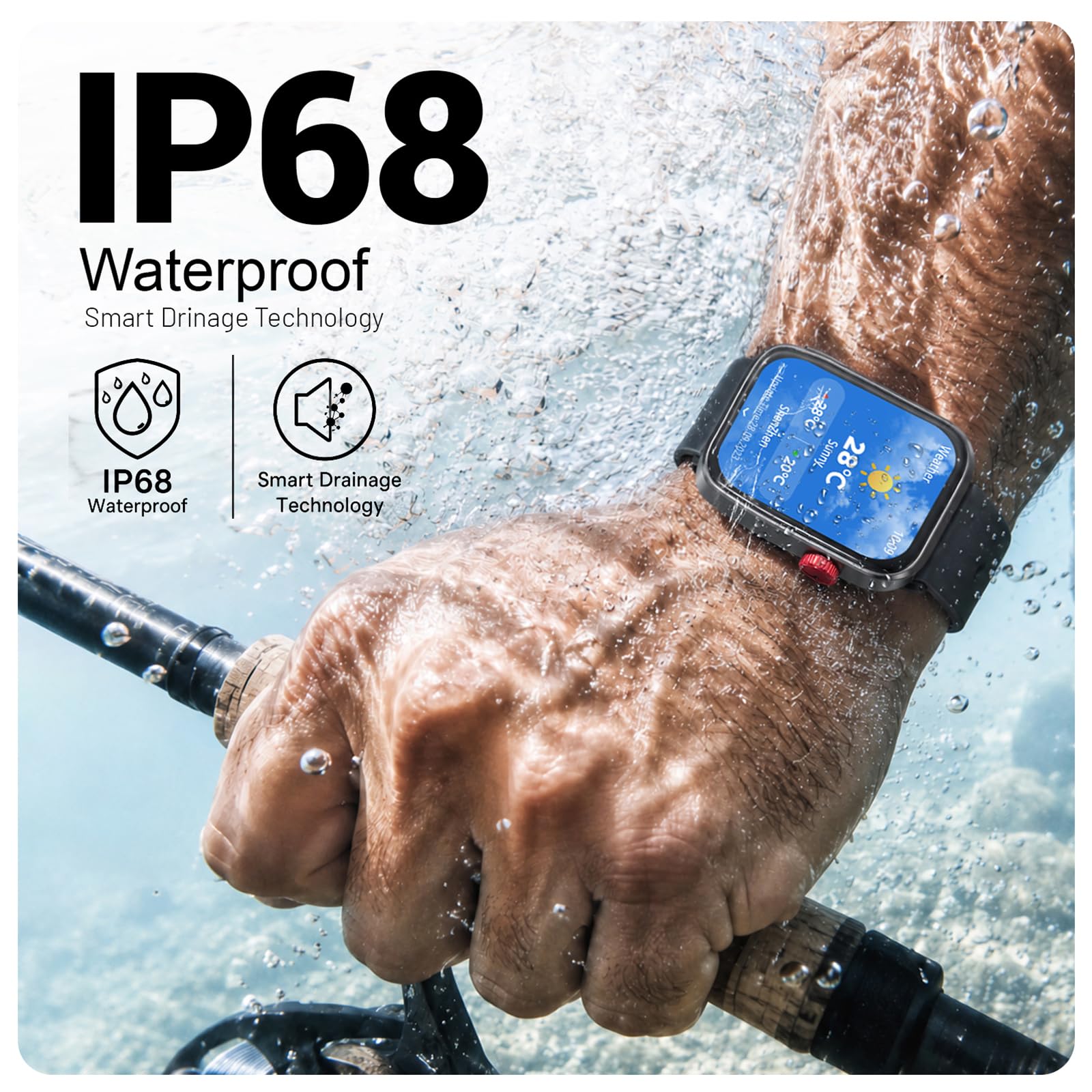 Smartwatch con Chiamate Display 1.83" 3 Cinturini Inclusi IP68 | IP68 100+ Sport, Chiamate BT Regalo Uomo Donna 3 Cinturini (Nero, Arancione, Verde militare)