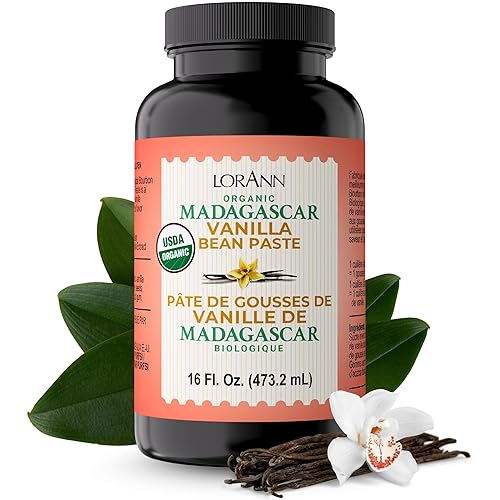 LorAnn - Pasta orgánica pura de vainilla de Madagascar de 16 onzas (16.0 fl oz), sabor rico, semillas reales, ideal para hornear, postres, cocinar,