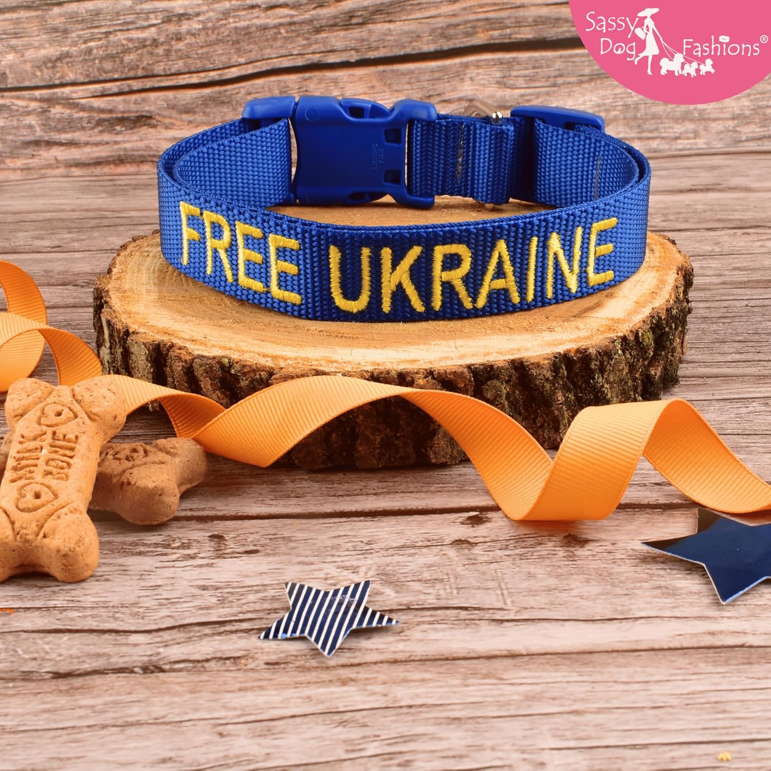 Handmade Free Ukraine Dog Collar - Soft Breathable I Stand with Ukraine Pet Collar - Perfect for Showing Ukraine Support-pet Lover-Anti-War Ukrainian Gifts (Medium [3/4 x 12-19"])