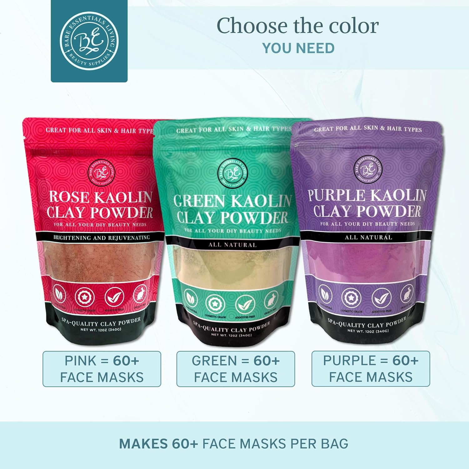 Bare Essentials Living - Pink Kaolin Clay Rose Powder (12 oz) 100% Natural Pink Powdered Clay for Seed Bombs, Pink Clay Mask for Face or for Colorant DIY Spa, Pink Rose Soap, Bath Bomb, Deodorant - Image 6