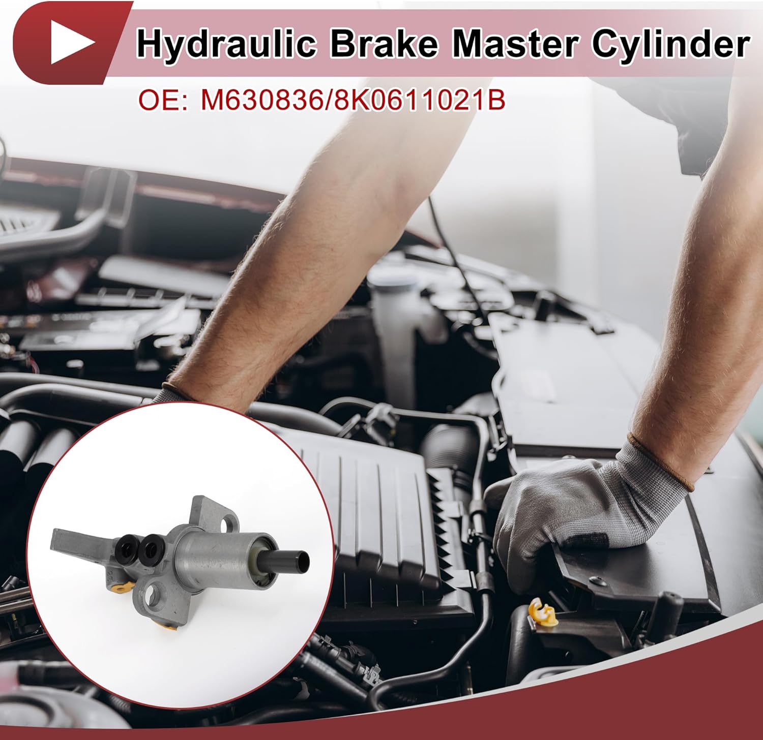 Brake Master Cylinder No.M630836/8K0611021B for Audi A4 2010-2012 Hydraulic Master Cylinder Silver Tone Aluminum Alloy 1 Pc