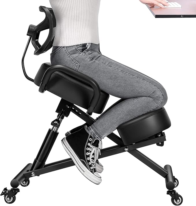 Amazon.com: Ergonomic Kneeling Chair with Backrest Adjustable Height ...
