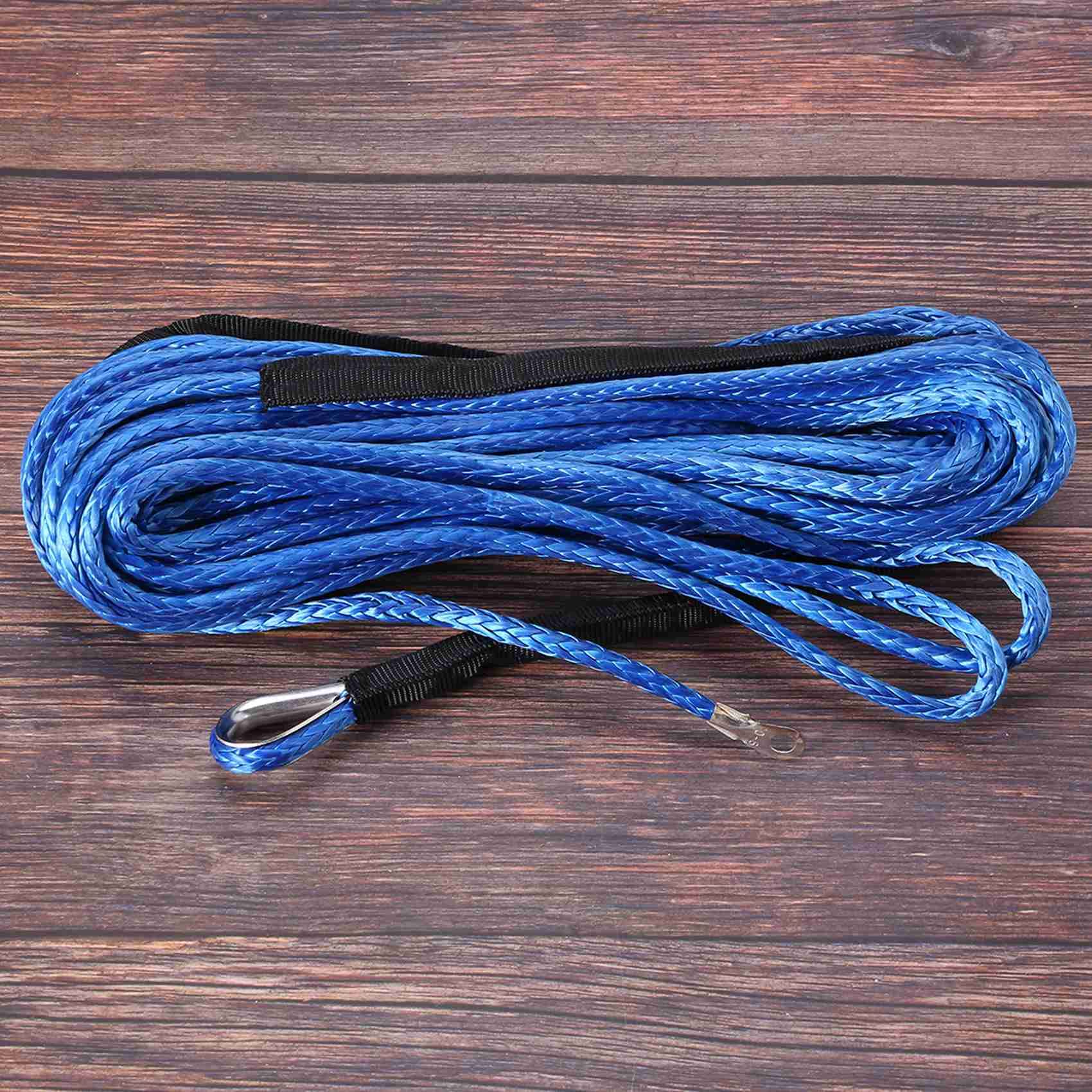 Corde de Câble de Ligne de Treuil Synthétique de 3/16 Po X 50 Po 7700 LB avec Manchon de Protection pour ATV Utv (Bleu)