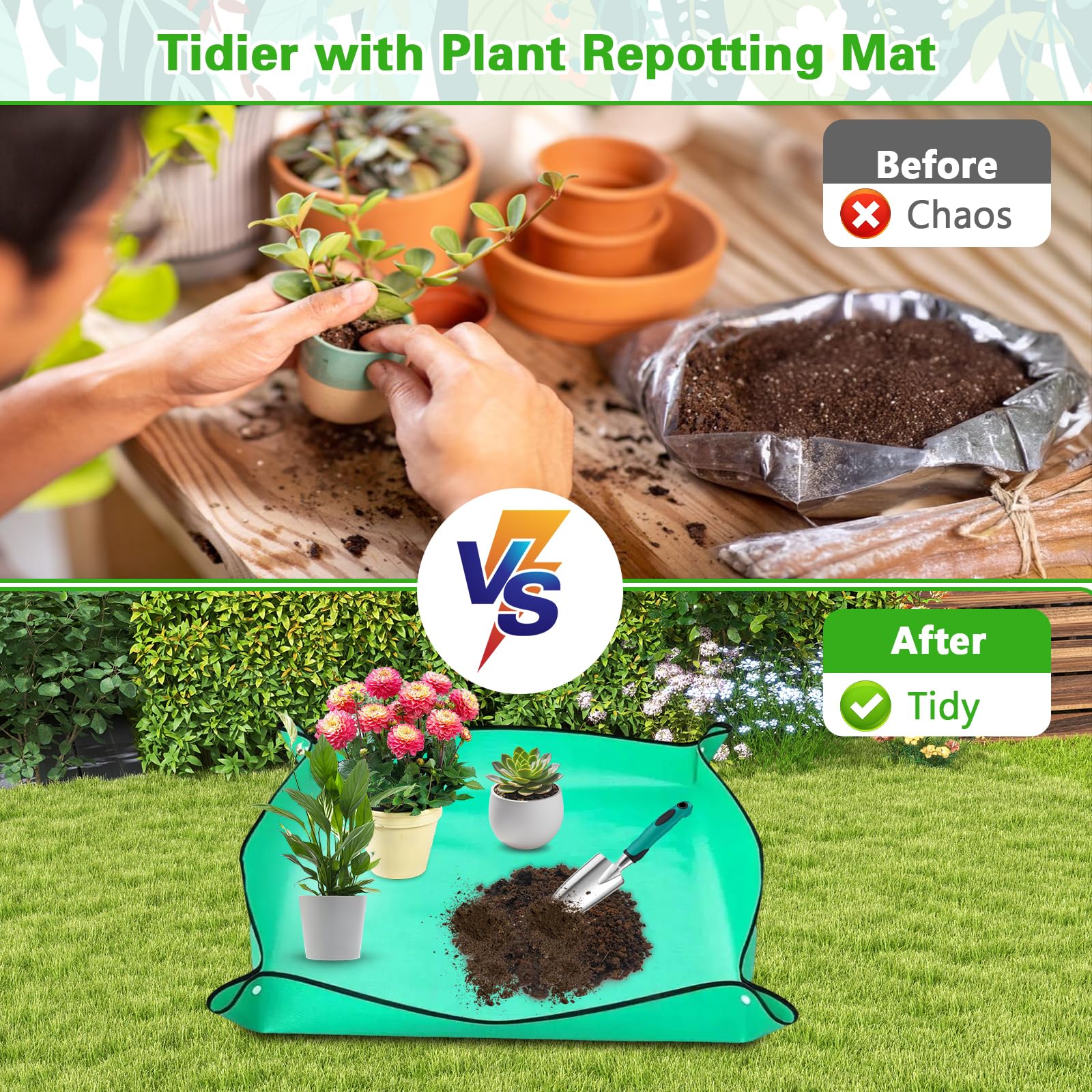 Set Attrezzi Giardinaggio Anti-Ruggine 8 Pezzi Kit Giardinaggio in Alluminio e Acciaio Inox con Forbici Tappetino Guanti e Borsa Ideale Regalo Giardiniere
