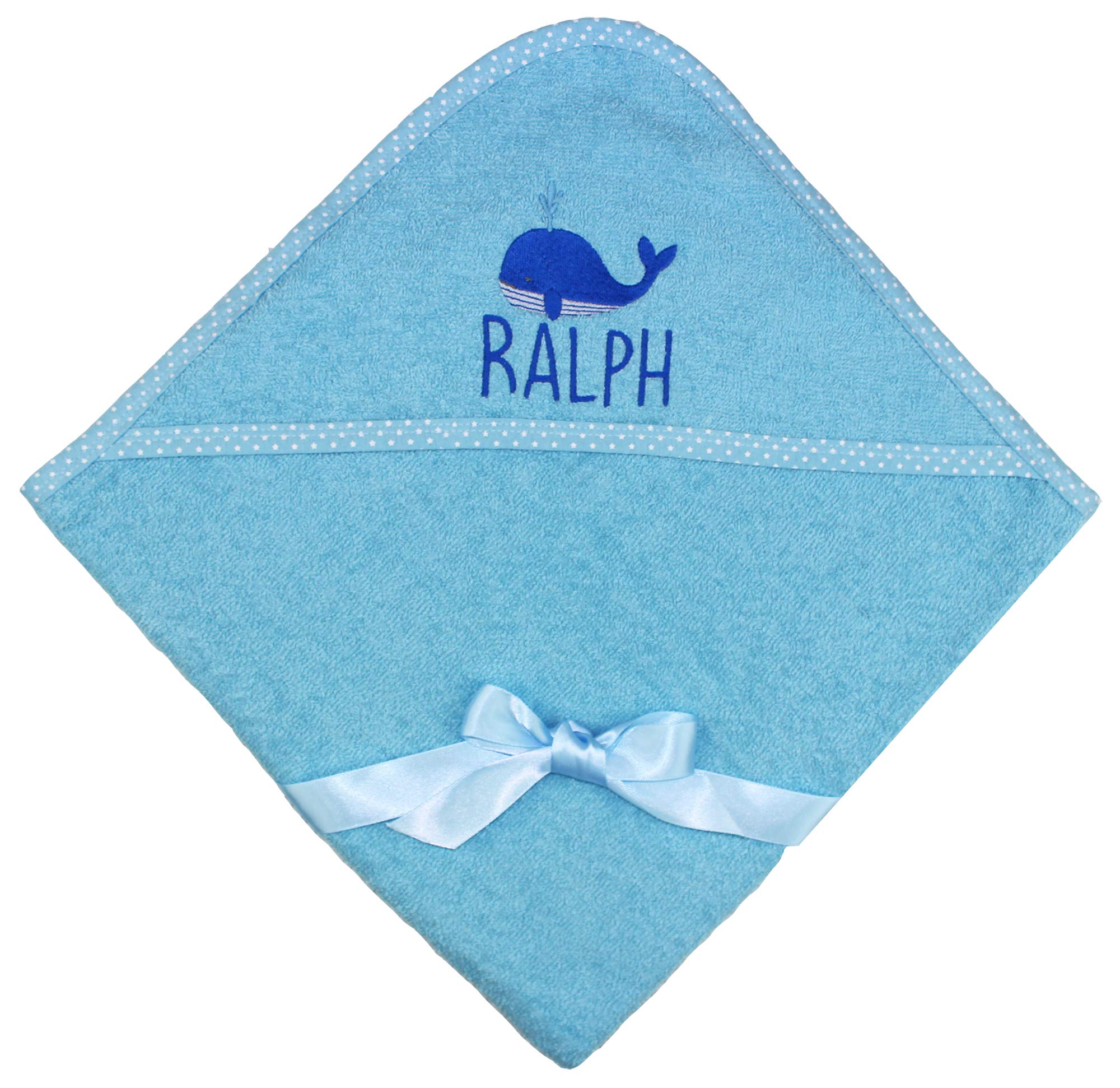 Personalised Whale Blue Baby Bath Time Hooded Towel