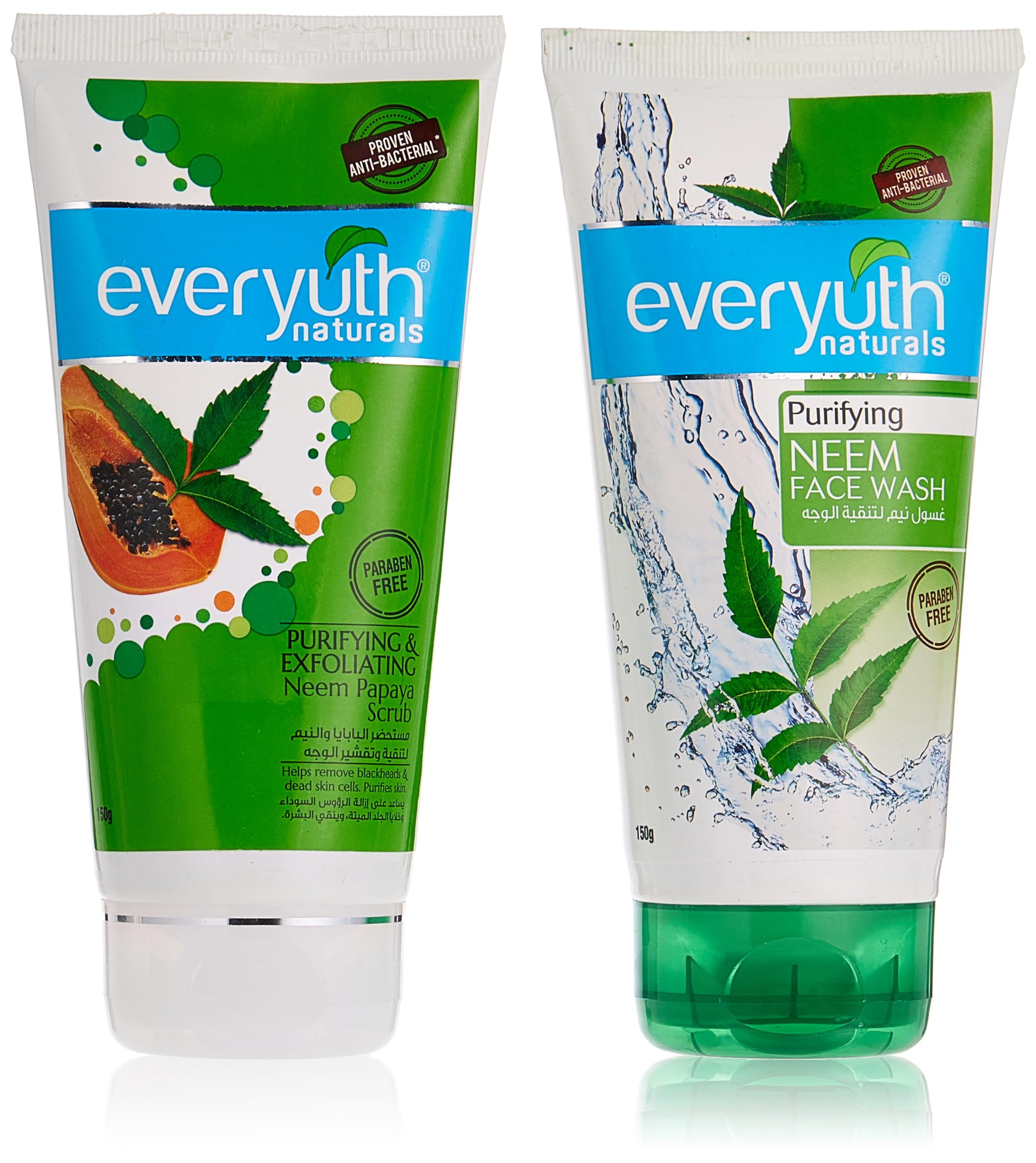 EveryuthNaturals Purifying Neem Face Wash & Exfoliating Neem Papaya Scrub 150g (Promo Pack of 2)