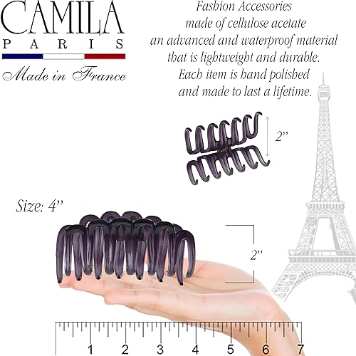 Miniatura 3 de Camila Paris CP3563 - Pinzas para el cabello francesas pequeñas para mujer, cabello grueso para cabello largo y rizado, ondulado, pinza de pelo para