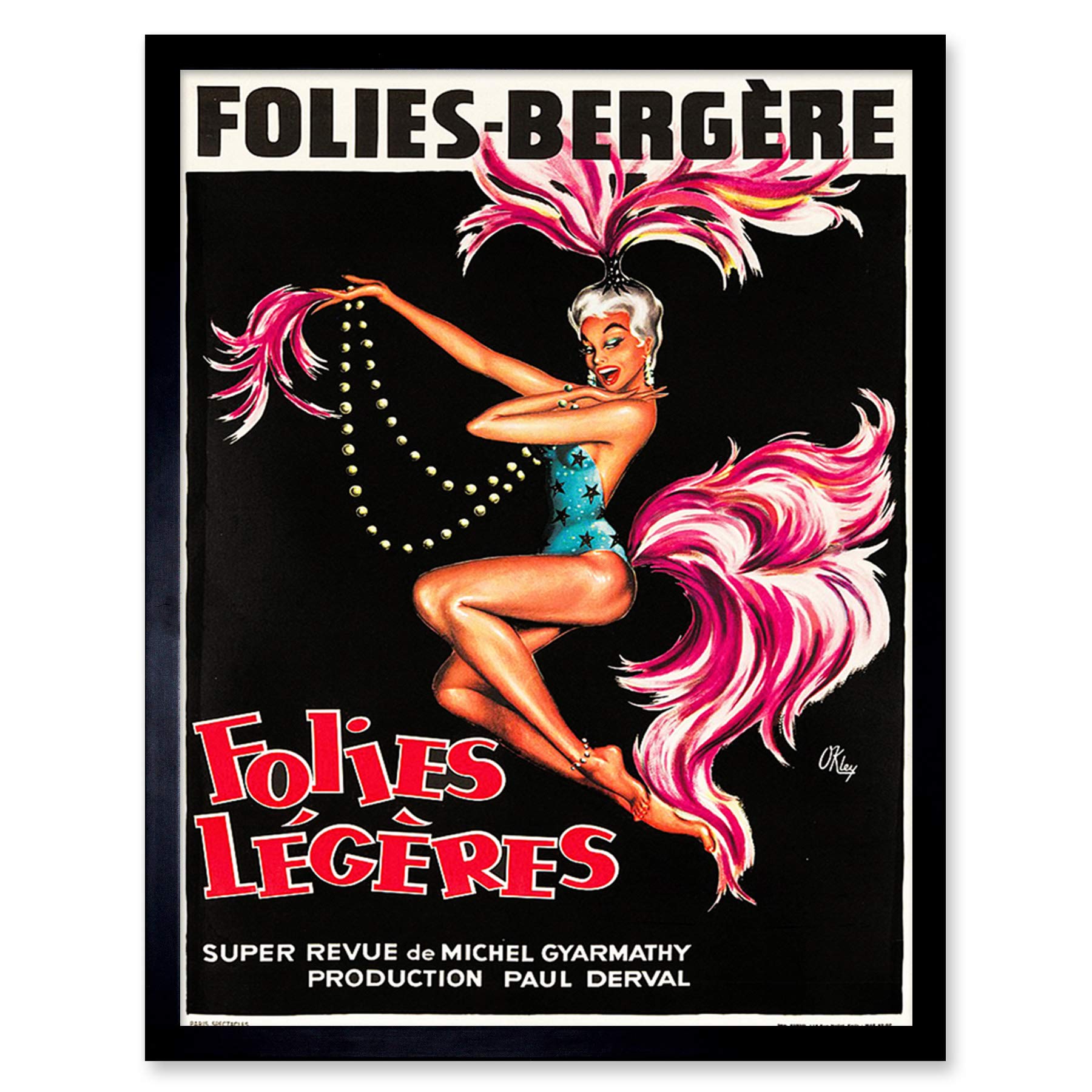 Wee Blue Coo Folies Bergere Cabaret Showgirl Art Print Framed Poster Wall Decor 12x16 inch