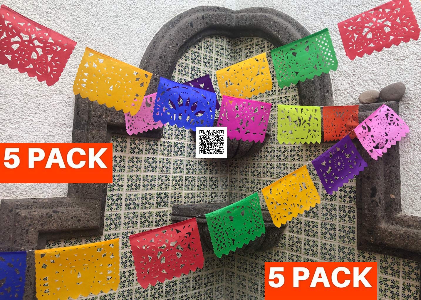 Buy Mexican Fiesta Decorations (5 Pack) 46 Feet Mexican Papel Picado