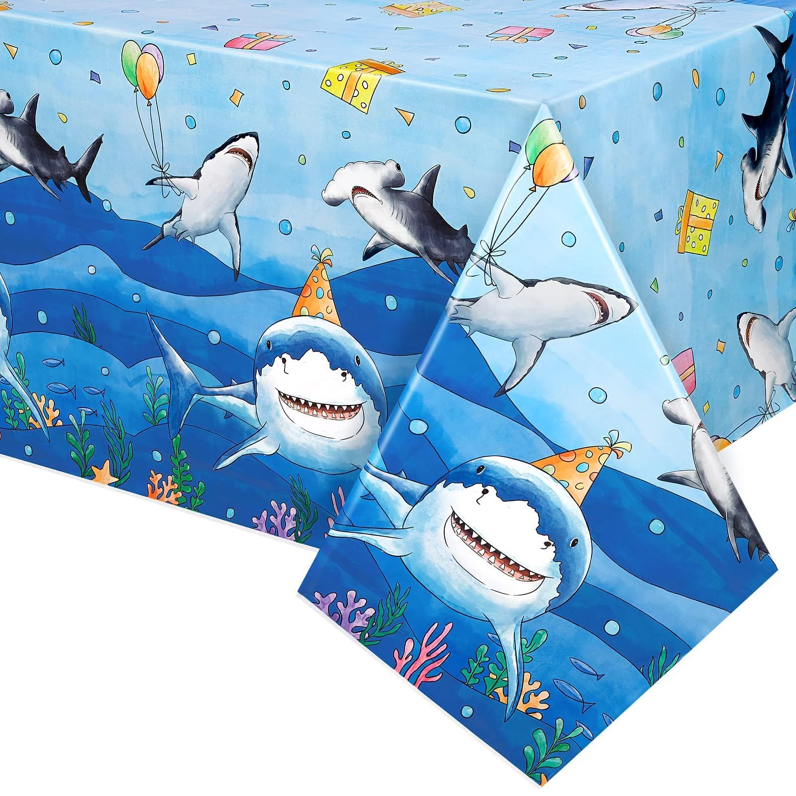 WERNNSAI Shark Party Tablecloth Shark Birthday Party Supplies for Boys — image 1