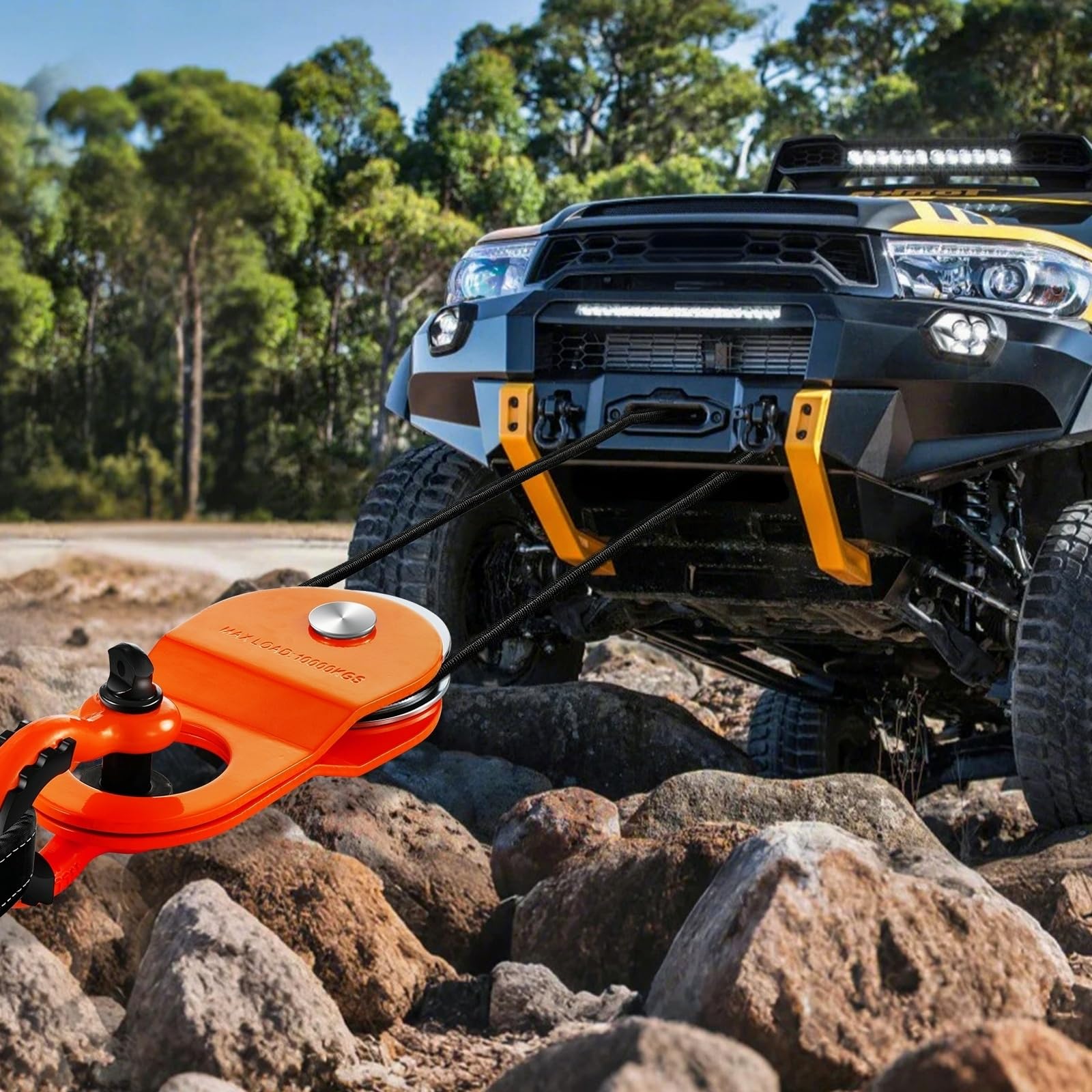 VEVOR Bloc d'arrachage, capacité de 30 T, poulie de mouflage pour corde de 10 à 14 mm, accessoire de récupération tout-terrain robuste pour le remorquage et la récupération sur camion tracteur VTT UTV