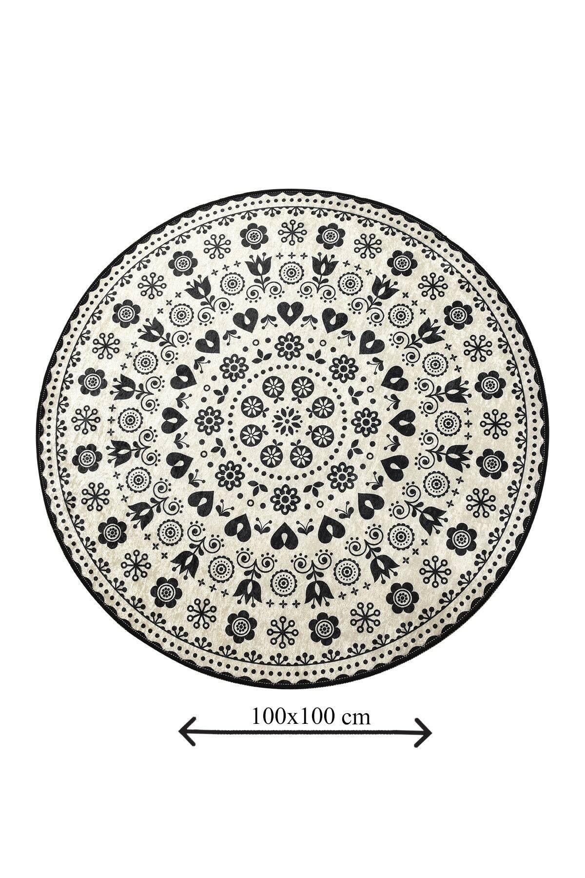 Dmora Alfombra de Baño Caldaro 100x100 cm Multicolor Forma Redonda Lavable en Lavadora, Antideslizante