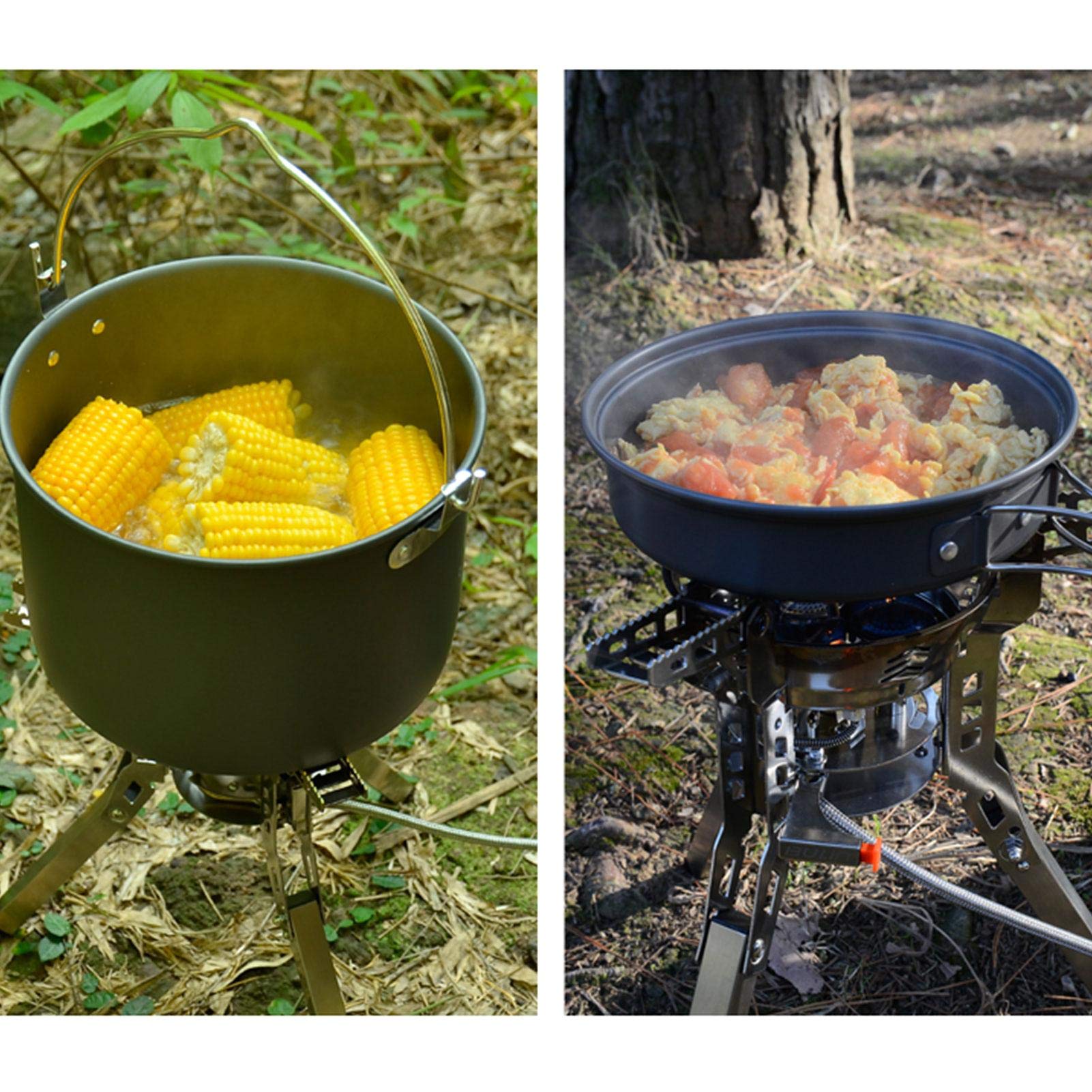 - Hornillo de camping - Quemador de cocina de alto rendimiento de 6800 W con encendido piezoeléctrico y bolsa de transporte - Hornillo portátil de camping con ajuste de potencia de fuego multinivel | con encendido piezoeléctrico y bolsa de transporte - Ho