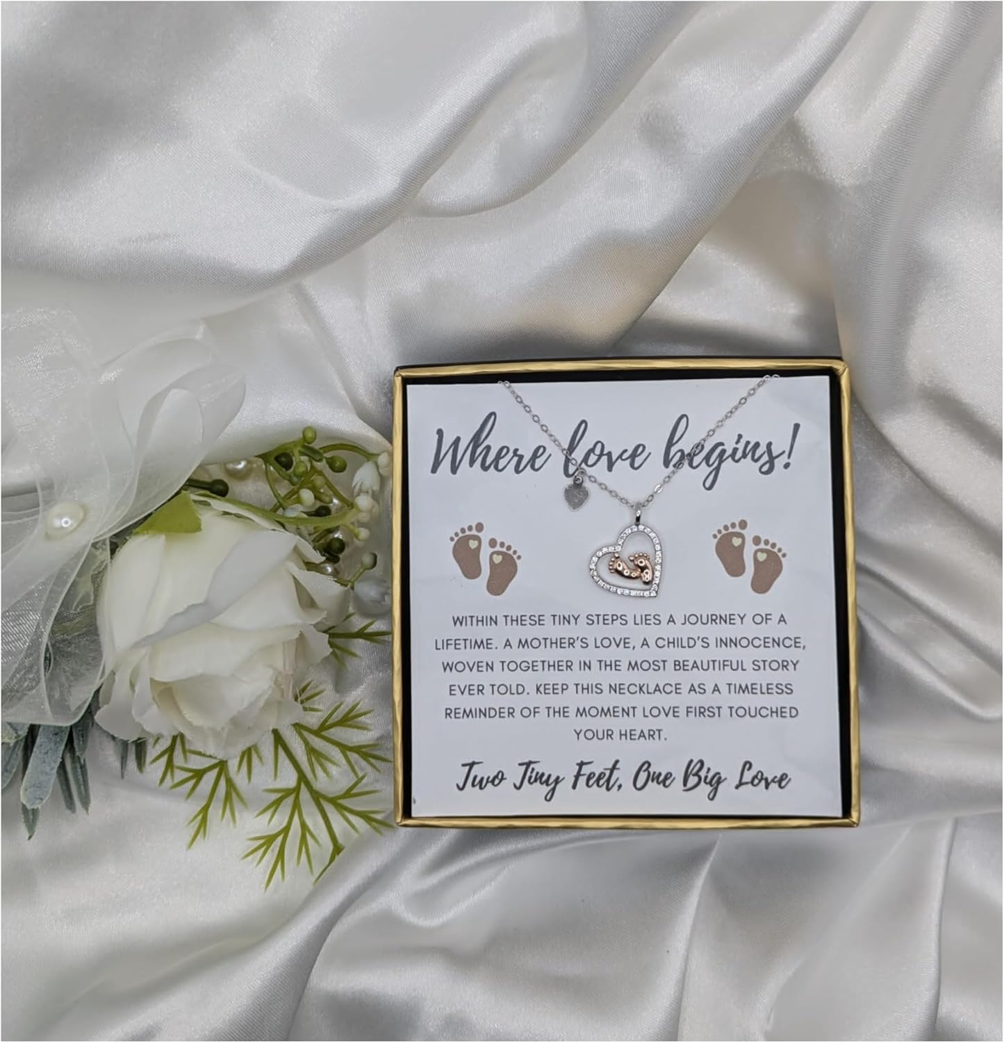 Mom-to-Be Necklace with Baby Feet Heart Pendant, baby bump, Sterling Silver Pregnancy Gift for Expecting Mothers Adjustable Chain, Baby Shower, Gender Reveal, or Pregnancy Announcement Keepsake - Image 3