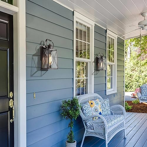 Miniatura 7 de Outdoor Wall Lights 2 Pack, Exterior Wall Sconces Light Fixture with Seeded Glass, Waterproof and Anti-Rust Lanterns for Front Door, Entry, Porch,