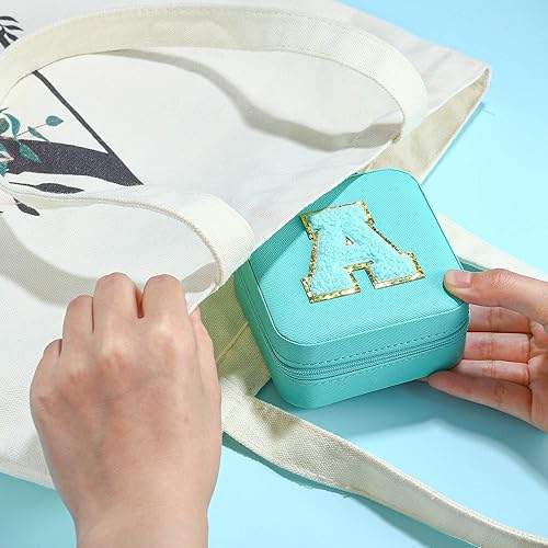 Miniatura 5 de Joyero de viaje para mujer, joyero azul pequeño, organizador de joyas, cajas de joyería para mujeres, mini estuche de viaje de viaje, regalos de