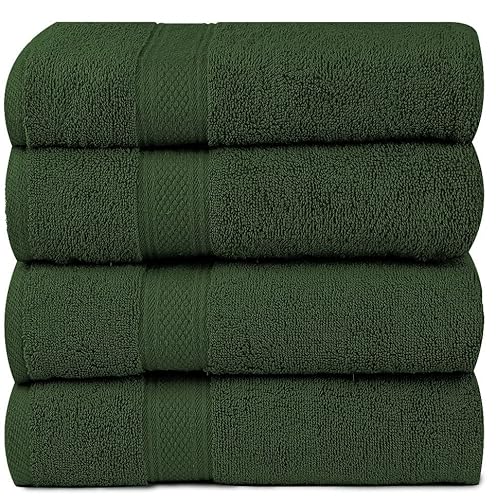 Homes Perception 4 Pack Bath Towel Set | Ultra Soft And Durable Cotton Bath Towels | 500 Gsm (Hunter Green) #TOP1
