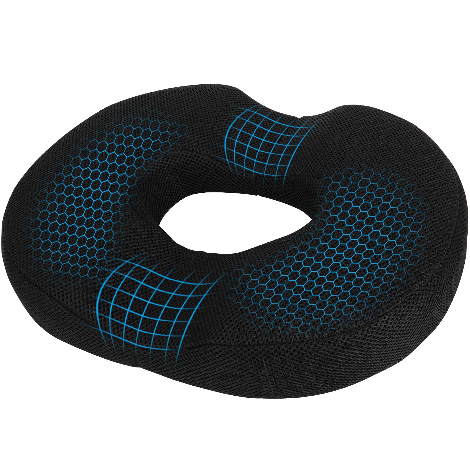 Sitzkissen Orthopädisch, Hämorrhoiden Sitzkissen, Donut Kissen für Ischias, Postnatal, Steißbein, Memory Foam Steißbeinkissen für Auto, Sofa, Büro, Rollstuhl, Sitzring Steißbein Entlastung, Schwarz