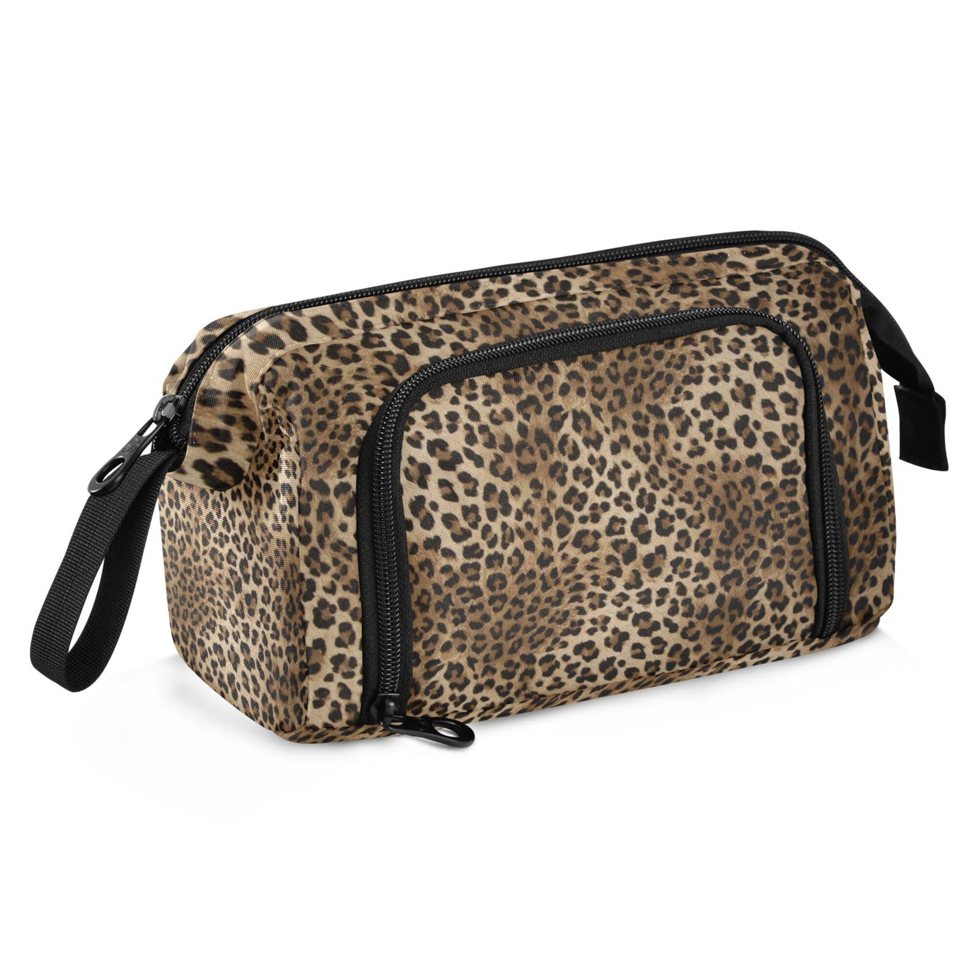 Fisyme Leopard Print Pencil Case Large Capacity Pencil Pouch Pen Bags Box Big Makeup Pencil Case Organizer