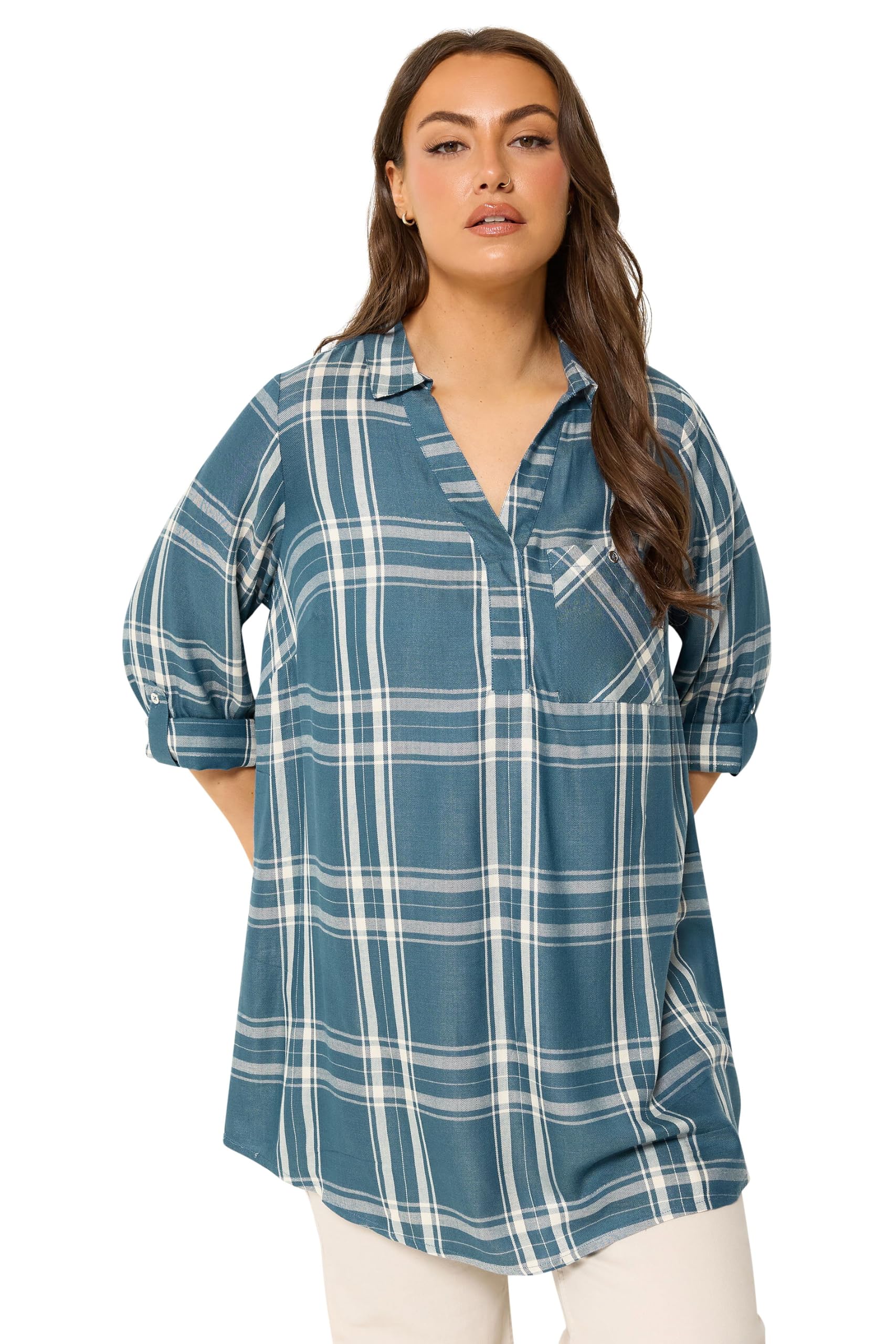 Yours Women's Overhead Shirt - Mid Blue - Size 26-28