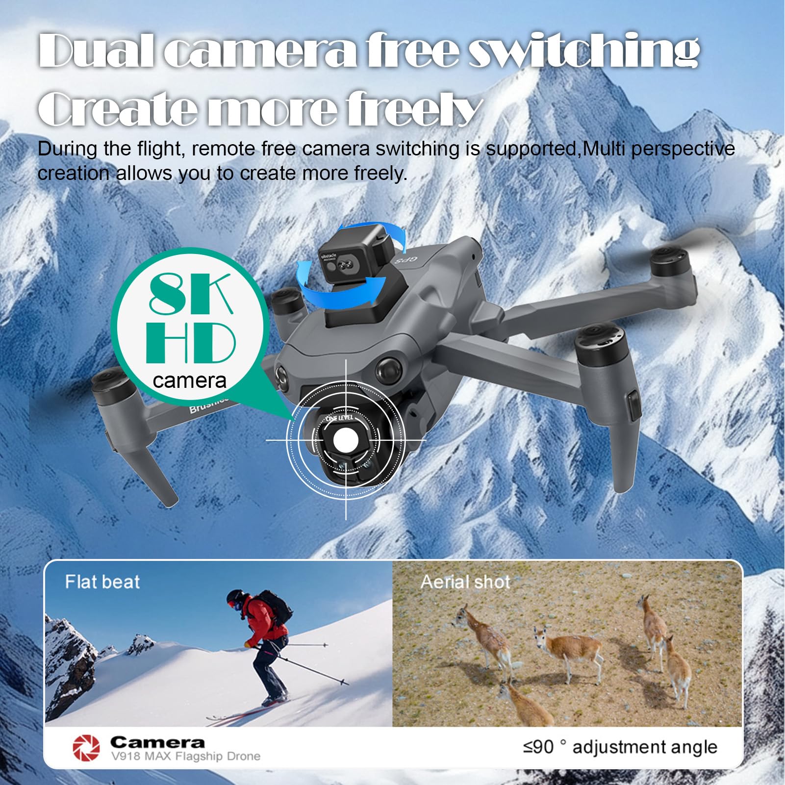 Drone 4K GPS FPV con Display HD 5" e 3 Batterie