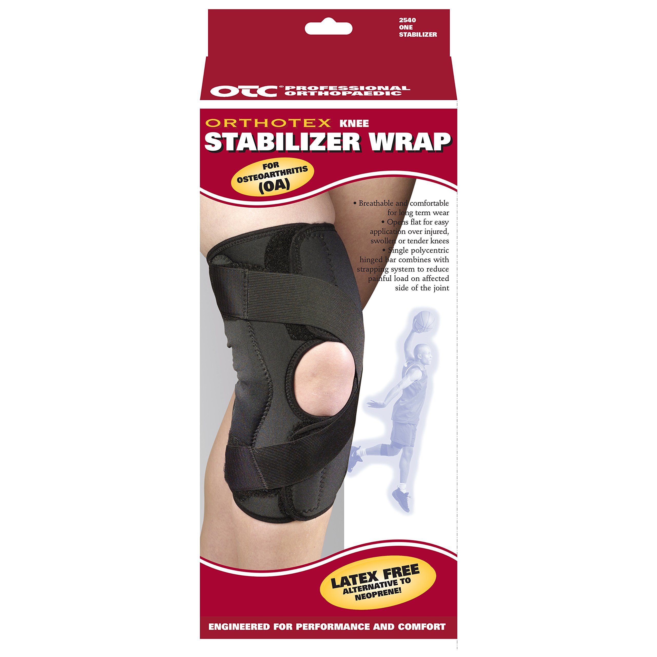 OTC Envoltura estabilizadora de rodilla para osteoartritis ortopédica, color negro (inserto lateral derecho), 4XL