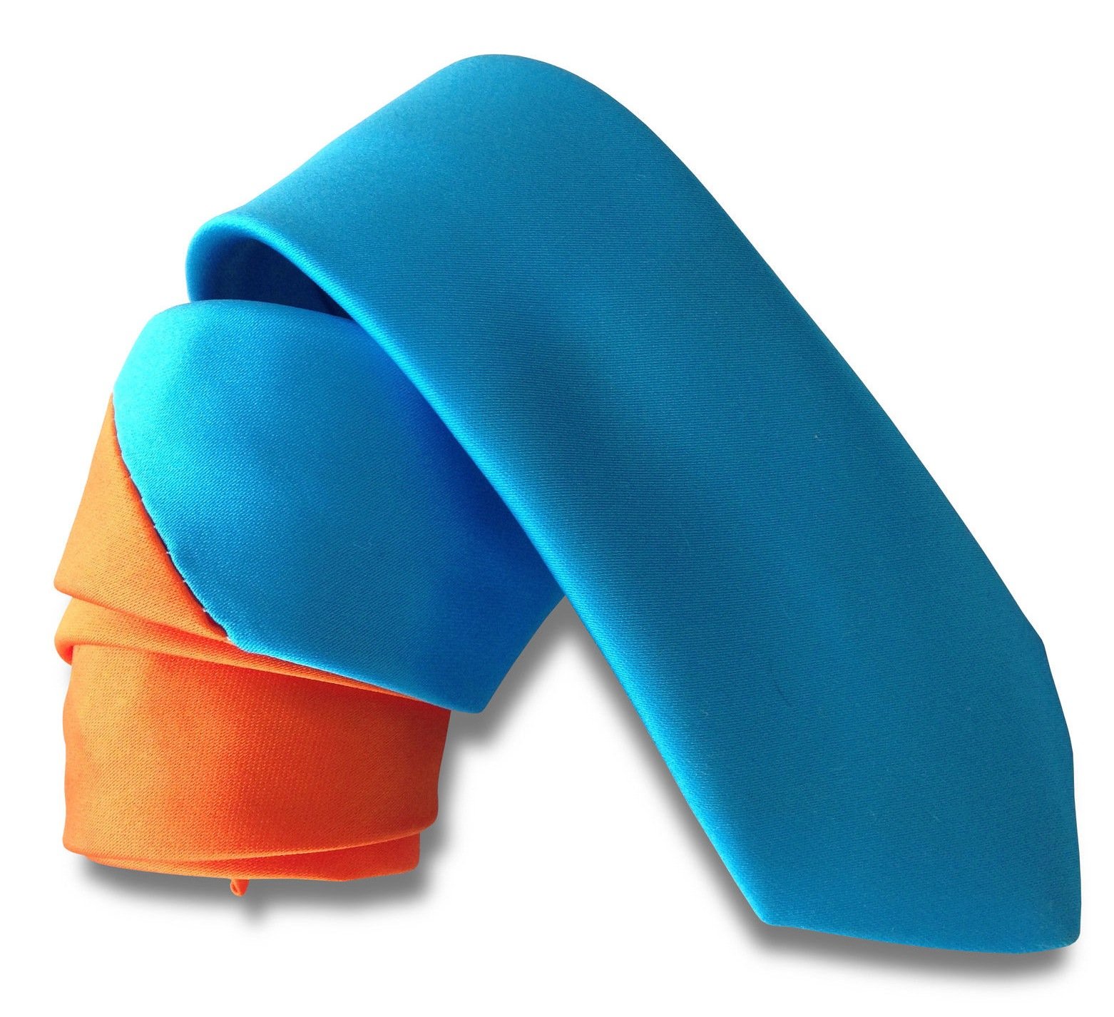 Great British Tie Club Men's Orange & Turquoise Gary Numan Style Two Tone Retro Skinny Ties (Orange & Turquoise)
