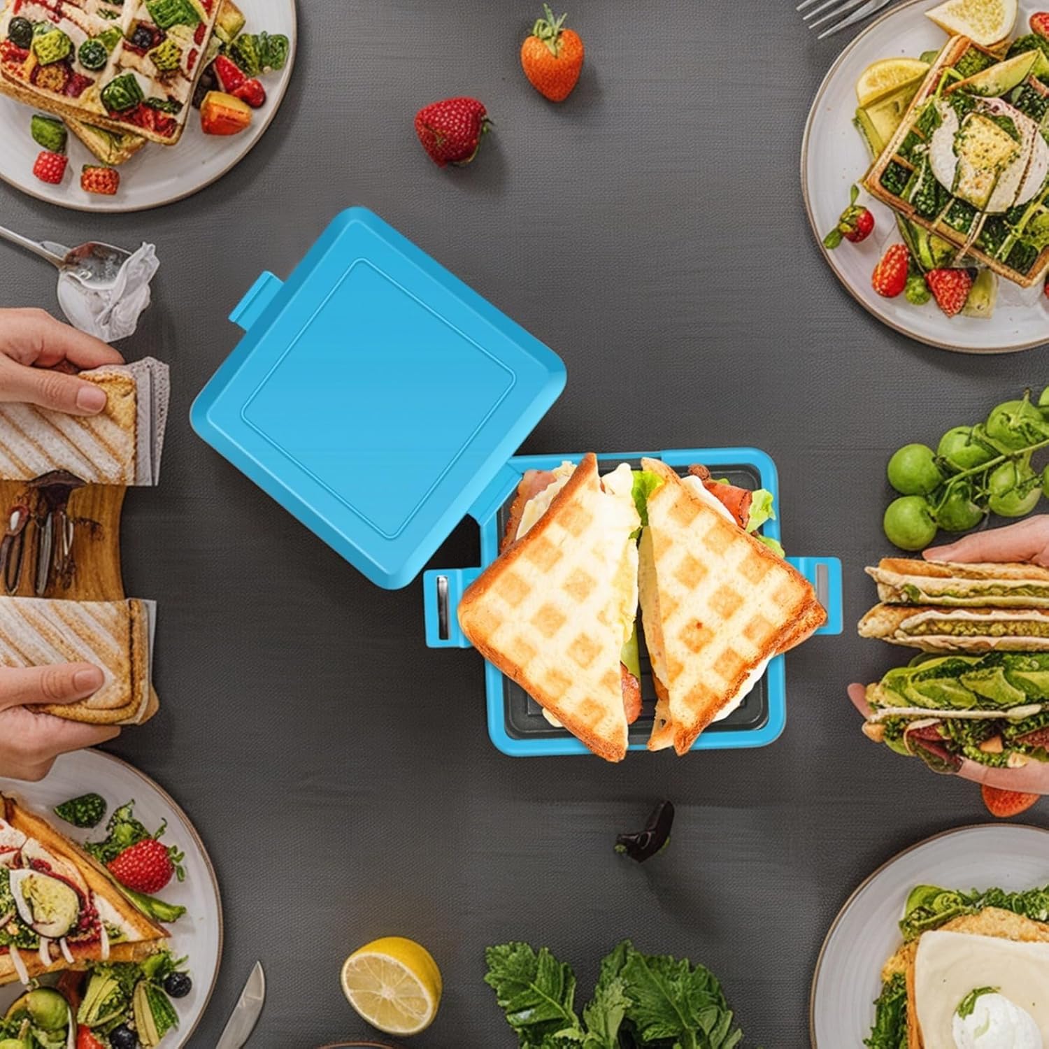 Waffle Sandwich Microwave Maker, Panini Quick-Heat Press Toaster with Non-Stick, Small Sandwich Maker, Dishwasher-Safe Waffle Maker, Compact Breakfast Maker for Dorm Home Office