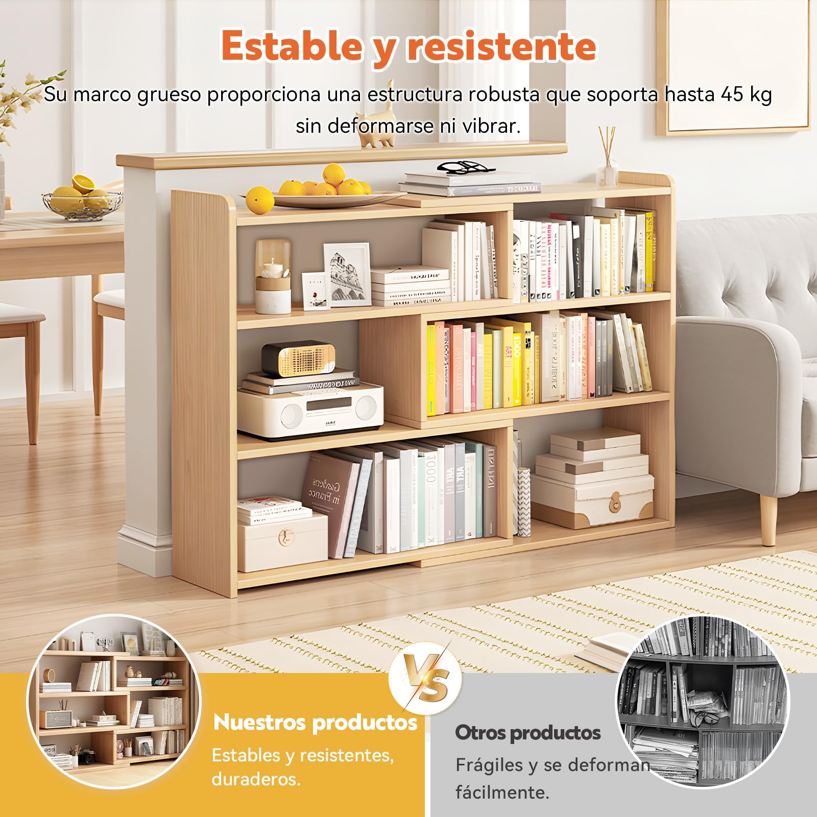 Estanteria Libros de Madera, Ajustable Libreria, Independiente Libreria Infantil, Ahorra Espacio, 3 Formas de Colocar los Muebles, Estantería Libros para Hogar, Oficina, Corredor