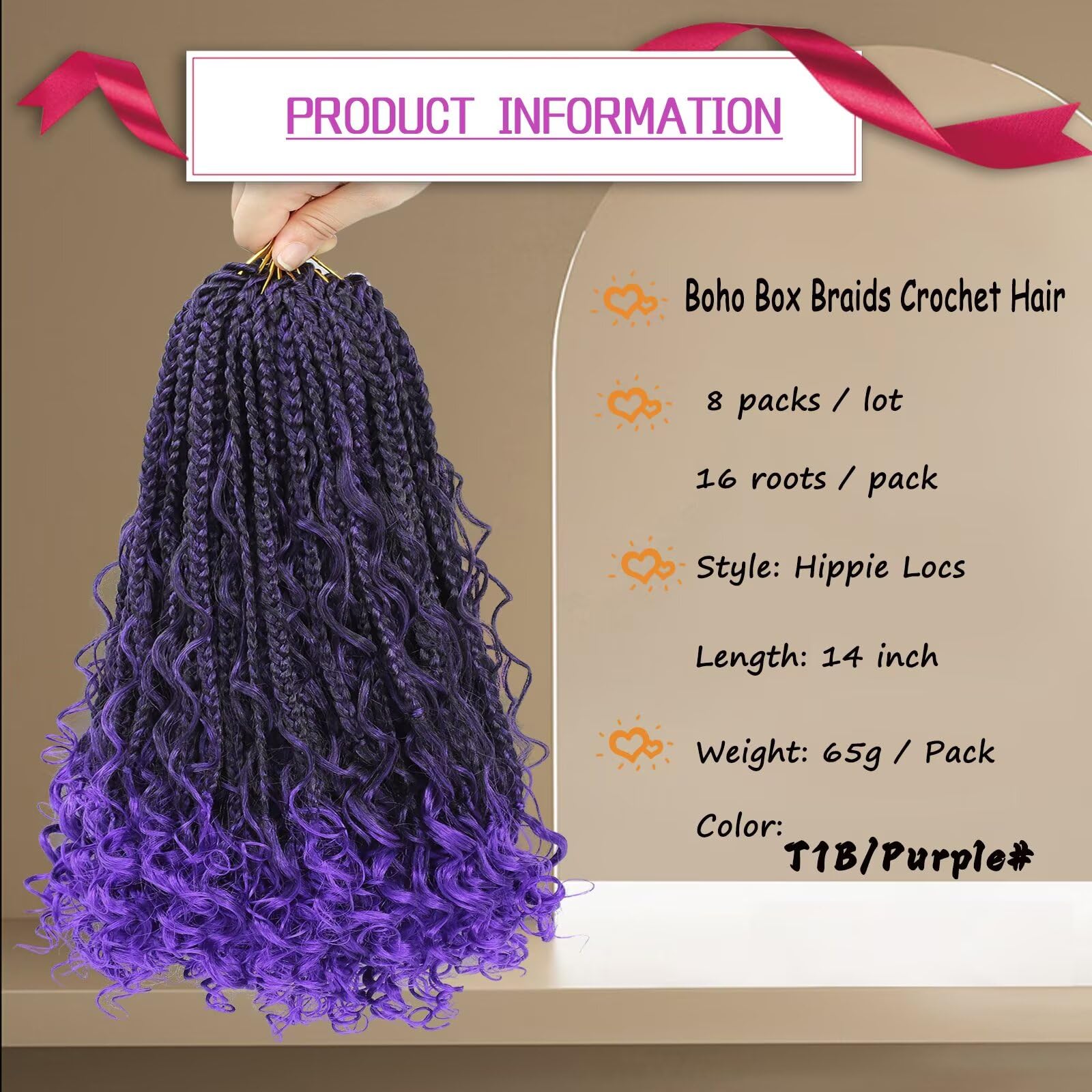 14kgf パープル系チャーム2ペアセット◝✩ Amazon.com : Goddess Bohemian Box Braids Crochet Hair with Curly