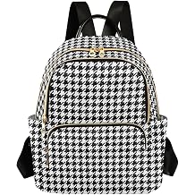 MCHIVER Black Houndstooth Backpack Purse for Women Fashion Backpack Small Daypack Lady Travel Back Packs 10.23 * 5.11 * 12.59 In