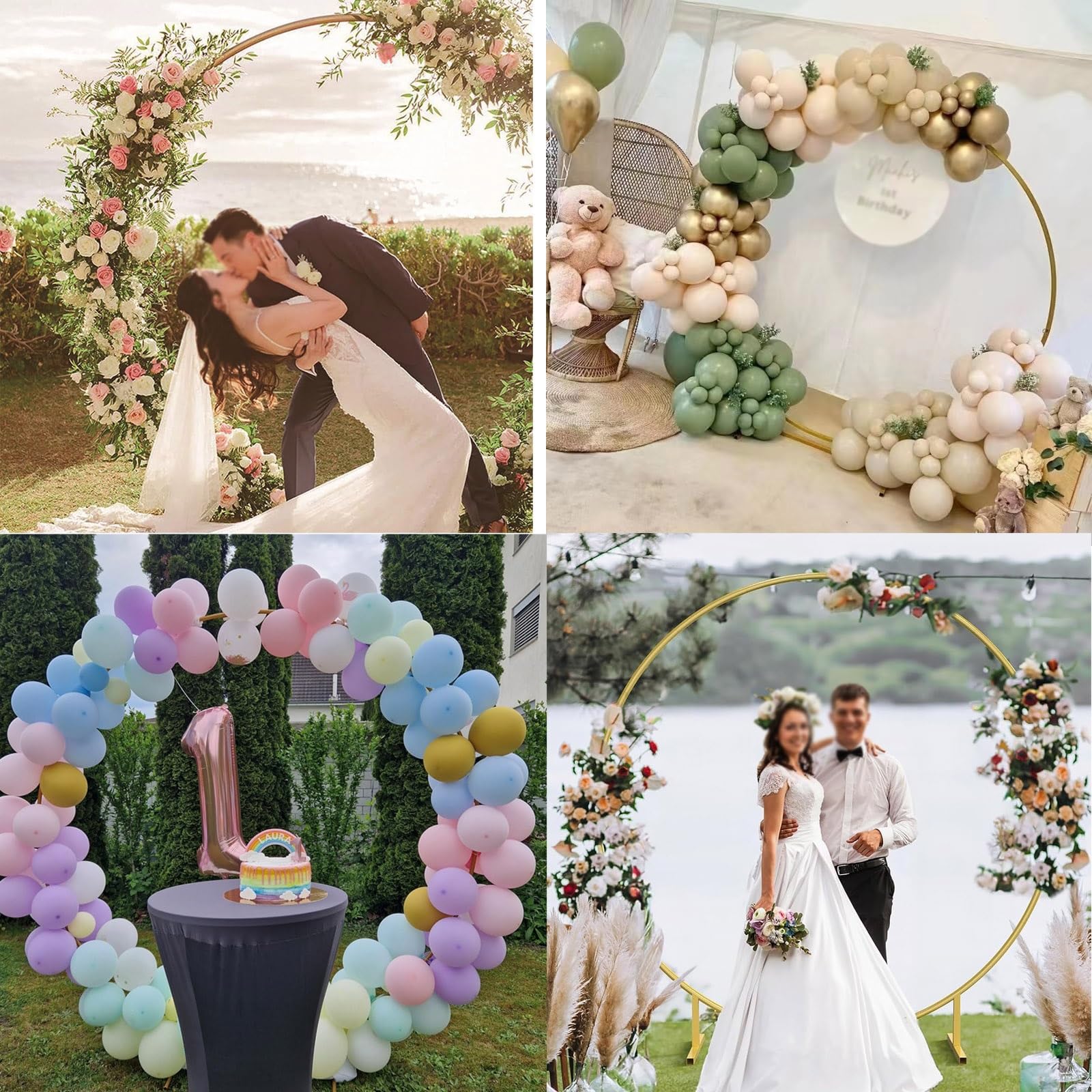 HJXGQJM Arco De Jardín De Metal para Boda, Soporte De Arco De Globos, Marco De Fondo Arqueado para Fiesta De Cumpleaños,Soporte De Arco De Globos De Metal para Decoración De Boda(White,100cm)