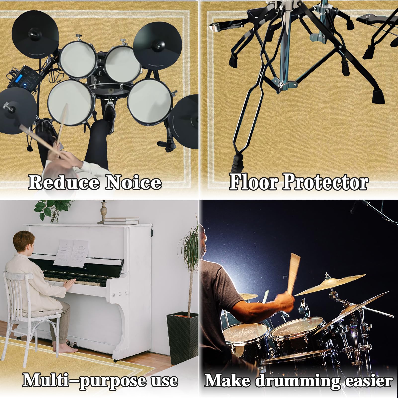 230 x 180 cm Tappeti per Batteria Elettronica Tappeto Insonorizzato Professionale Tappetino Batteria Tappeto Drum Tappetino per Batteria Acustica Coperta Antiscivolo Insonorizzata