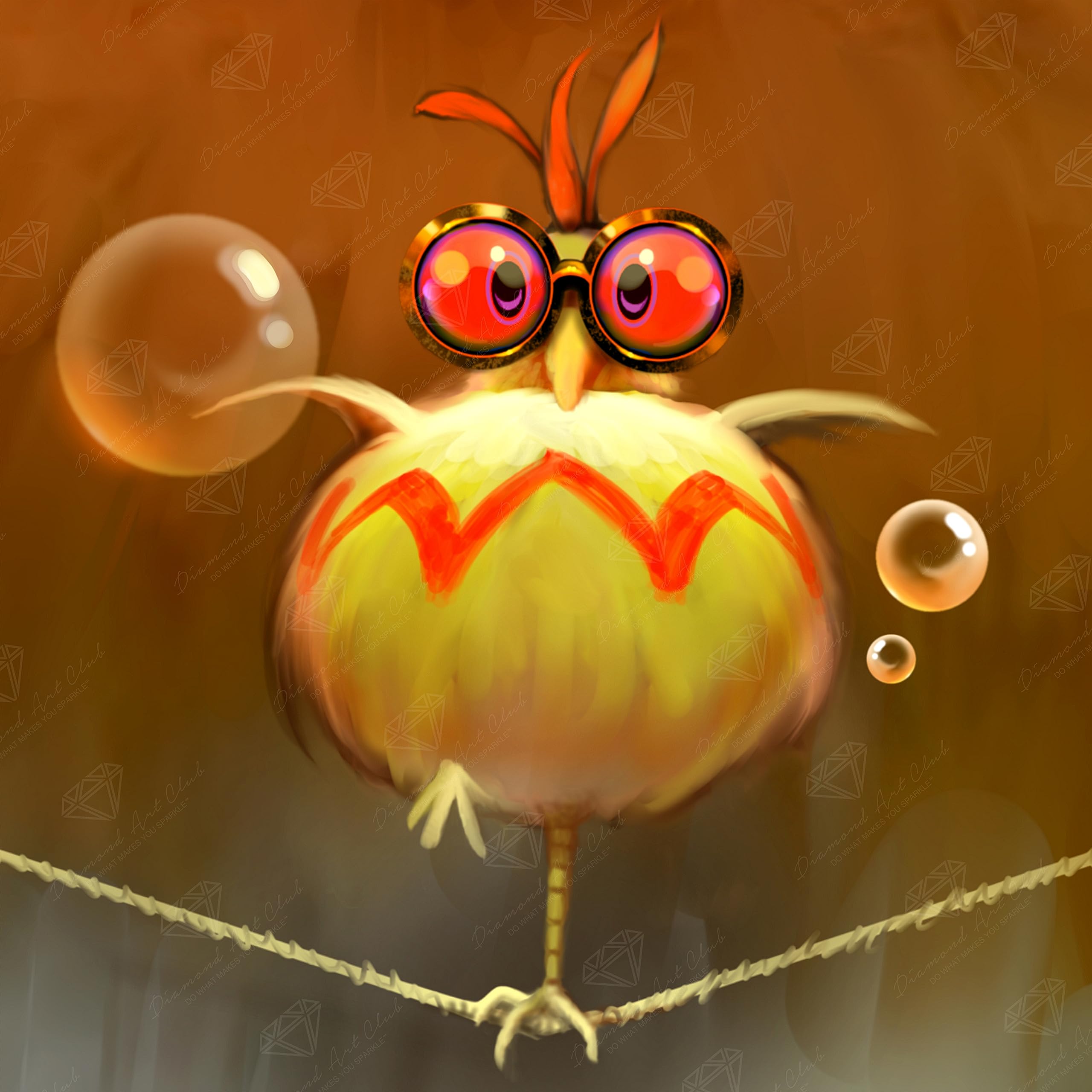 DIAMOND ART CLUB Balancing Act - Bird Diamond Painting Kit, Fun DIY Crafts for Adults, Round Diamond Art Canvas, 13" x 13"