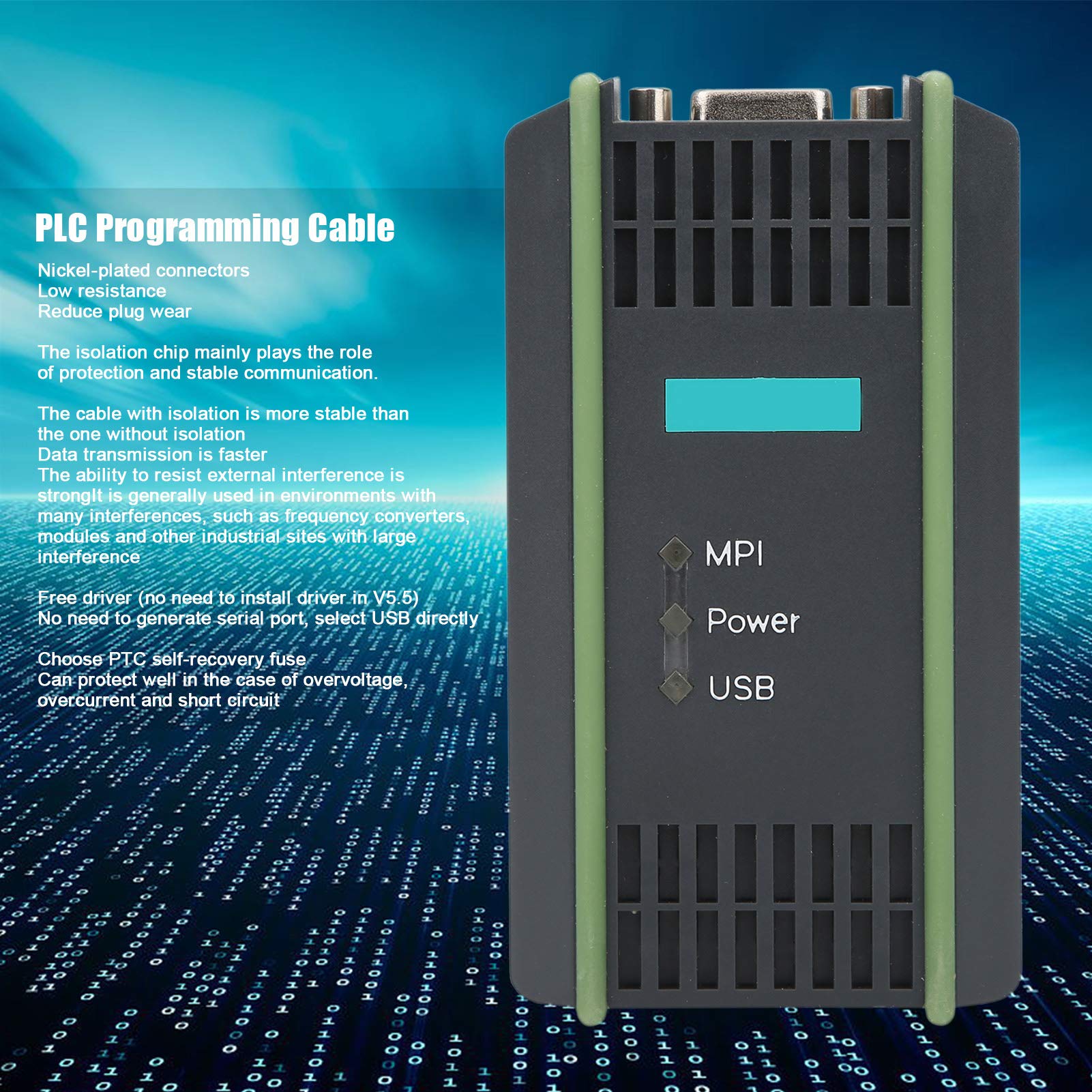 lyrlody 6GK1571 0BA00 0AA0 USB-MPI SPS-Programmierkabel PC-Adapter fürS7 300 mit Weichem Draht, Optische Kopplungsisolierung, Vernickelte Anschlüsse, Unterstützung von PPI MPI
