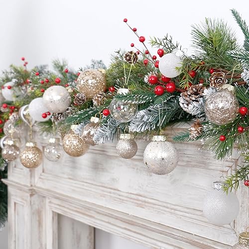 Miniatura 7 de Juego de adornos de bolas de Navidad, 34 piezas de plástico transparente inastillables para colgar en el árbol de Navidad, decoración de fiesta de