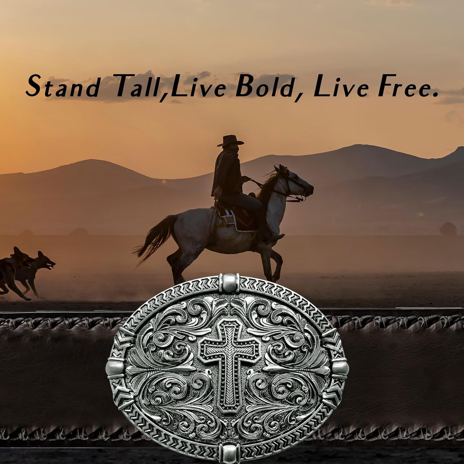 Religious Cross Western Belt Buckles for Men Cowboy Belt Buckle Cowgirl Faith Belt Buckles - Image 3
