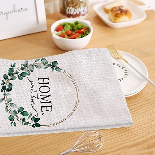 Miniatura 3 de HIWX Farmhouse Home Sweet Home - Toallas decorativas de cocina y platos, toallas de mano para plantas y plantas de eucalipto botánicas familiares,