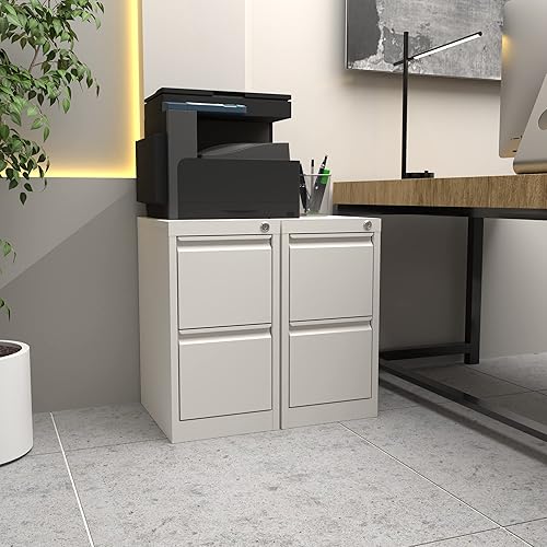 Miniatura 7 de METAN Archivador de 2 cajones con cerradura, archivador vertical de metal para oficina en casa, archivador de acero con bloqueo para colgar carpetas