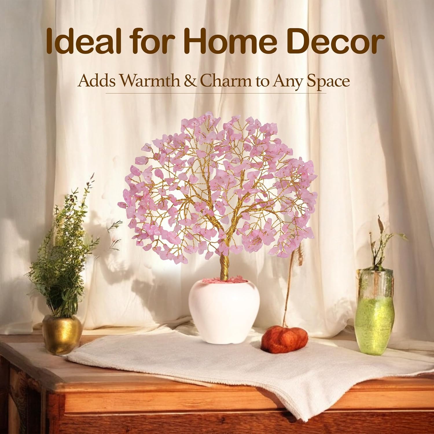 YATSKIA Rose Quartz Tree, Gemstone Tree, Healing Crystals and Stones, Birthday Gifts for Mom, Unique Gifts for Women, Crystal Decorations - Image 3