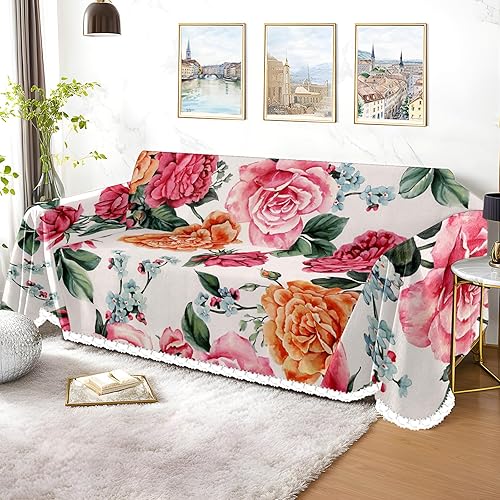 Vista 70 de Funda de sofá de acuarela de flores silvestres rosa y morada, fundas de sofá estampadas, fundas de sofá, fundas resistentes a las manchas, protector