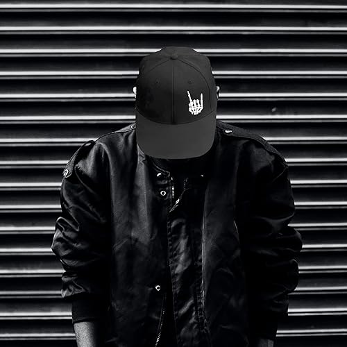 Miniatura 5 de Sombreros Snapback para hombre, sombrero de calavera plana para niño, mochila a presión, gorra de béisbol, esqueleto de mano, color negro