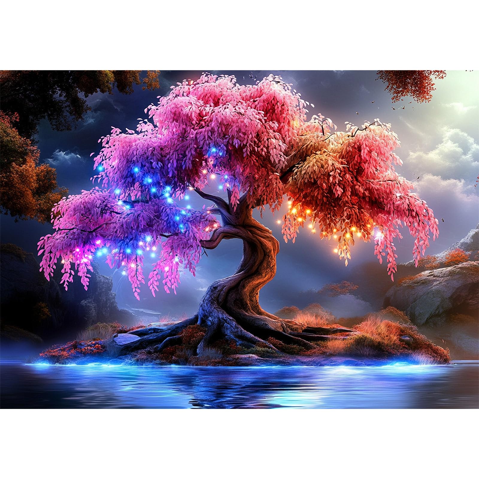 NEWENMO 5D Tree of Life Diamond Painting Kits Adults,Cartoon Luminous Tree DIY Diamond Arts Mosaic Kits for Adults Beginner,Full Round Drill Gem Art for Home Wall Decoration,30x40cm