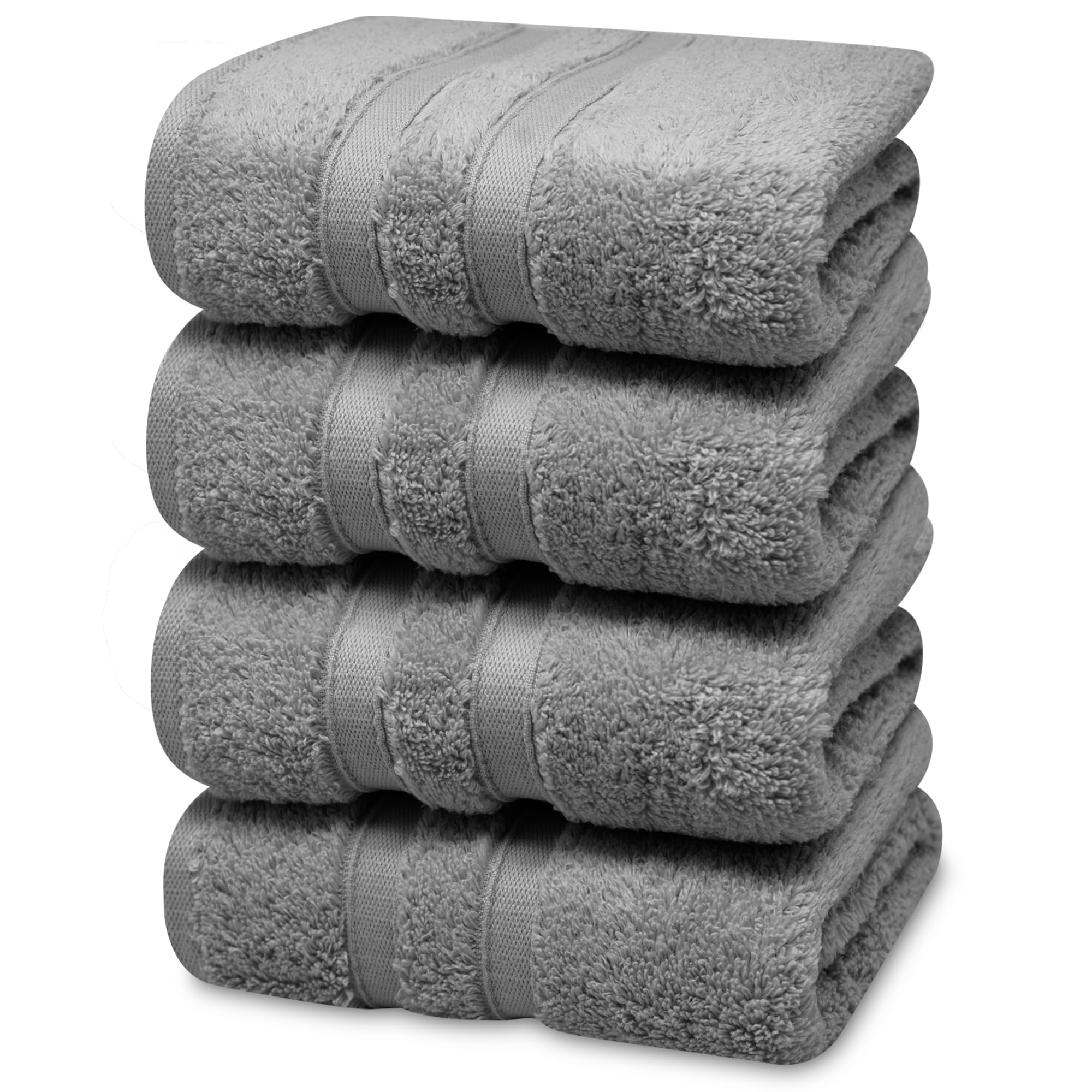 Towelogy Silver Grey Zht_09 Premium Hand Towels - 100% Zero Twist Cotton Ultra Soft & Highly Absorbent Tear & Fade Resistant 50X80cm (4, )