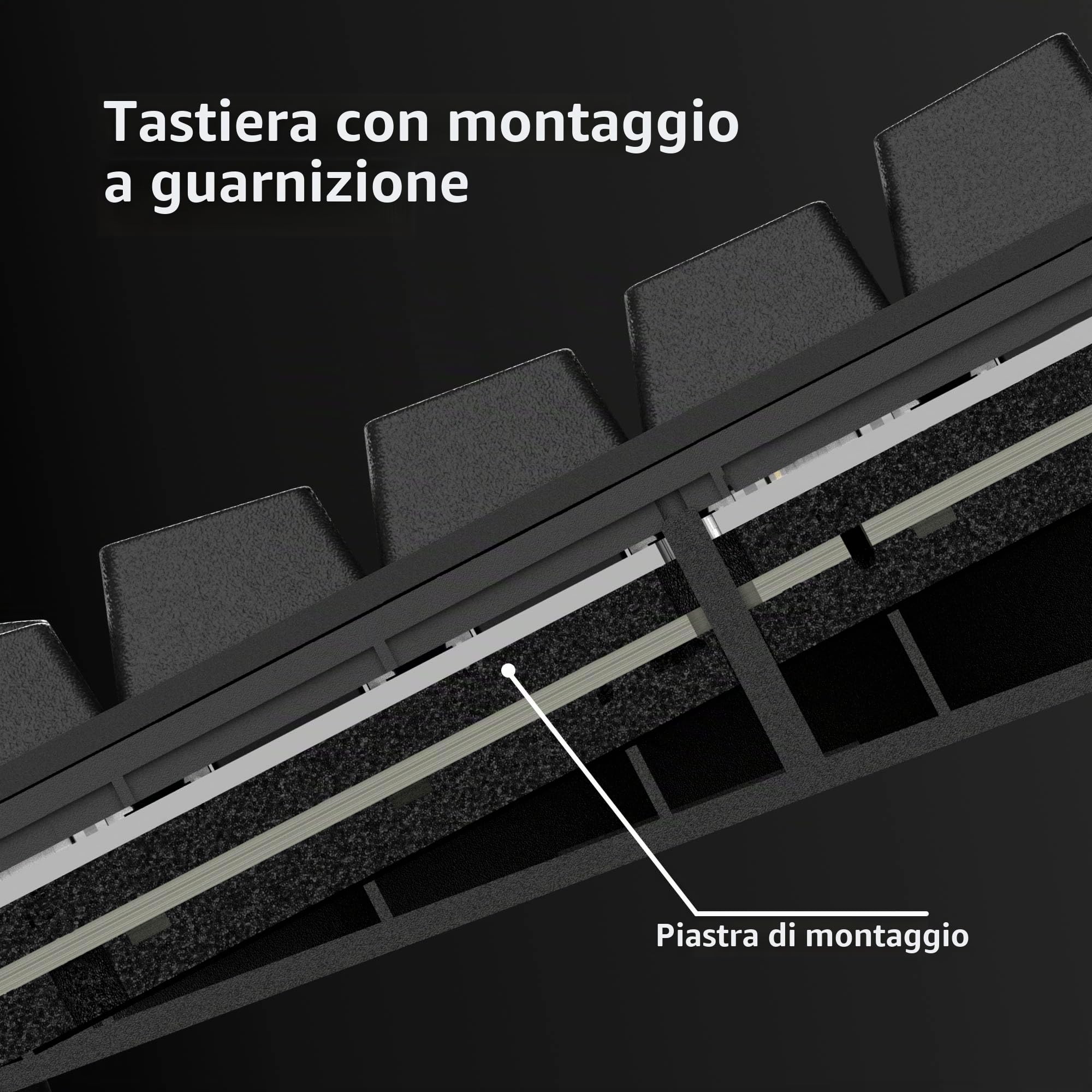 HyperX Alloy Rise 75 Wireless - Tastiera meccanica da gioco 75% sostituibile a caldo, PC, fino a 80 ore di retroilluminazione accesa, doppio wireless 2,4 GHz e Bluetooth