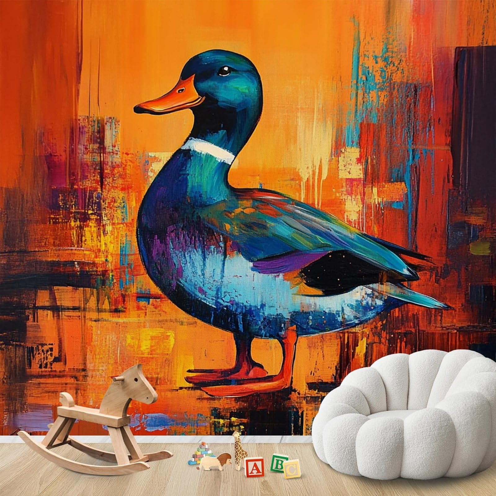 hgjdjhnf Photo Mural - Wallpaper Ducks Waterbird Colourful Modern Wall Living Room Bedroom Children's Room Wall Decoration Motif,350cmx256cm Poster - Wall Sticker - Frameless Picture