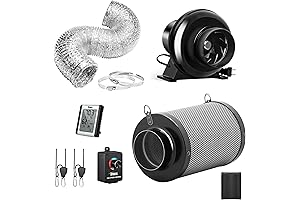iPower 4 Inch 195 CFM Inline Fan Combo Kit for Grow Tent Ventilation