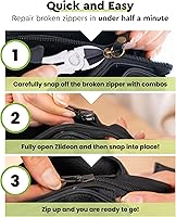 Vista 6 de ZlideOn Reemplazo de Tirador de Cremallera - Negro, Estrecho (L) - Deslizador de Reemplazo Instantáneo de Cremallera