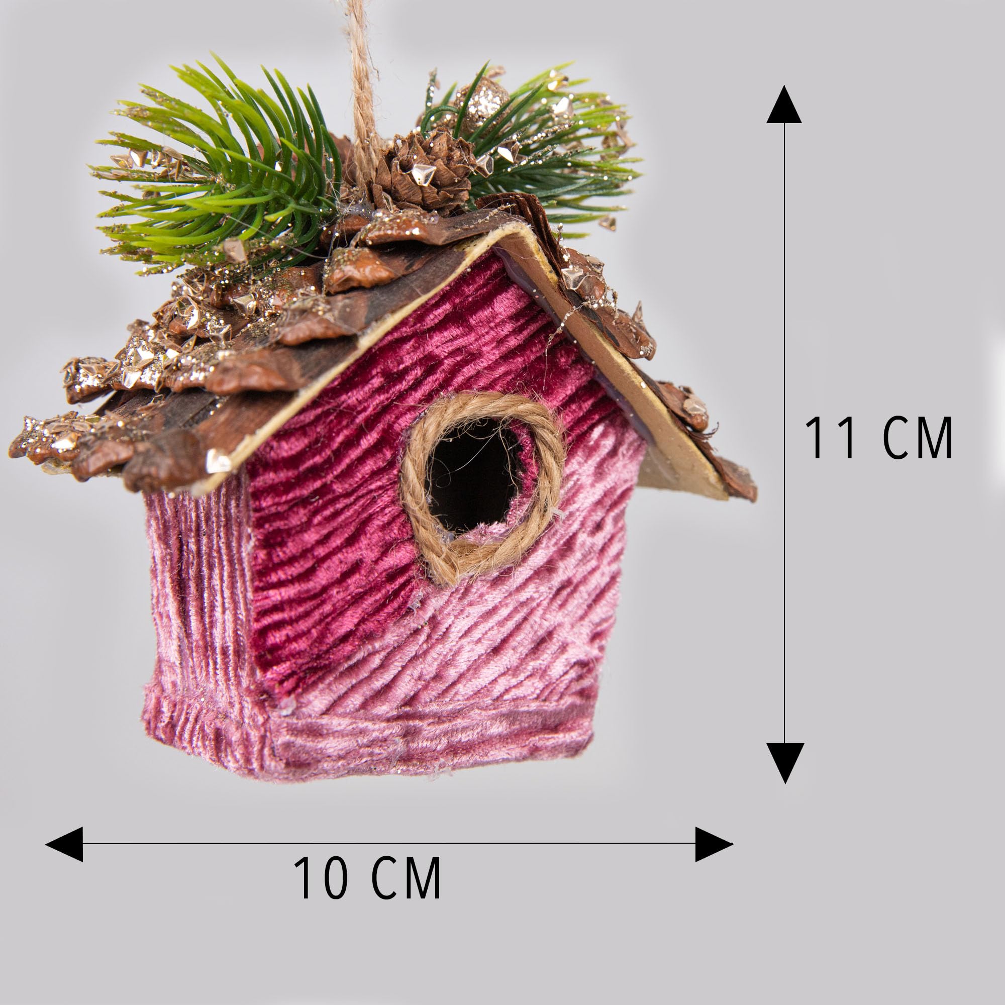 3Pcs Pink Burgundy Birdhouse 10x11cm - Image 2
